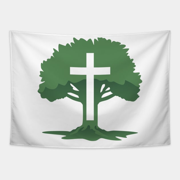 Christian Cross with Tree of Life Tapestry by hobrath