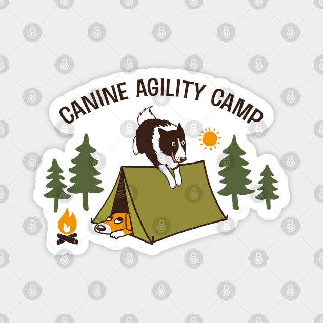 Canine Agility Camp | Border Collie Dog Agility Magnet by Coffee Squirrel
