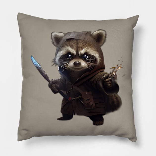 Angry Raccoon Ninja Pillow by QUENSLEY SHOP