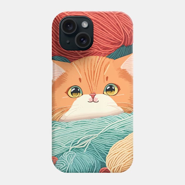 Cat Knitting Colorful Yarn Phone Case by PetODesigns