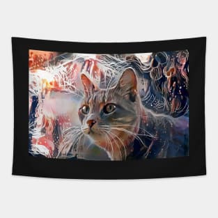 Trippy Space Cat - Psychedelic 60s Tapestry