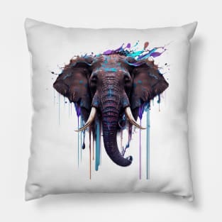 Elephant Splash Art: Majestic Fantasy Visualization #1 Pillow