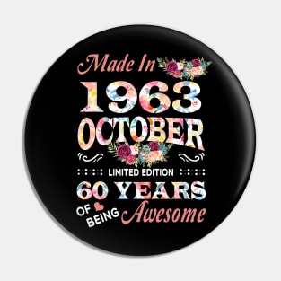 October Flower Made In 1963 60 Years Of Being Awesome Pin