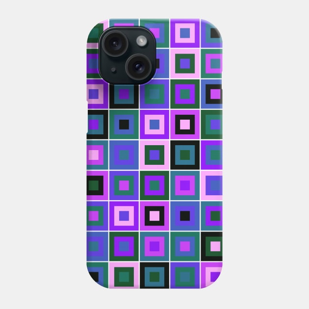 Abstract Square Geometric | Pop Fashion Modern Fusion Layered Blue Green Pink Regular Phone Case by aRtVerse