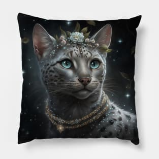 Illuminating Silver Bengal Cat Pillow