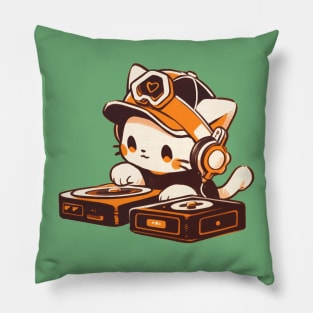 DJ cat playing music Pillow