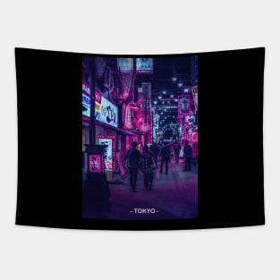 Tokyo Street Neon Synthwave Tapestry