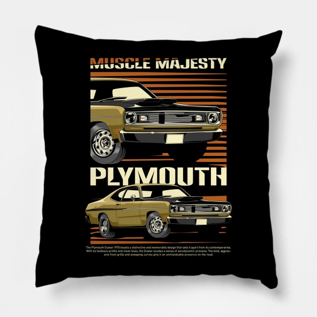 1970 Plymouth Duster Muscle Car Pillow by milatees