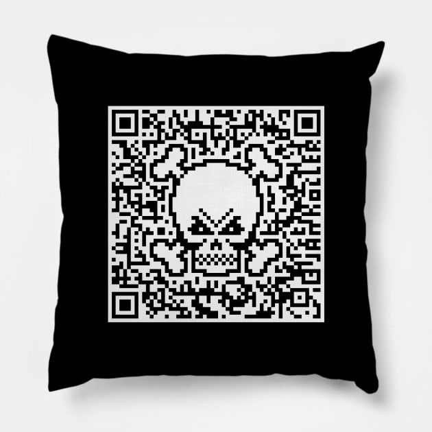 Skull And Crossbones (Quick Response Code / NEG) Pillow by MrFaulbaum