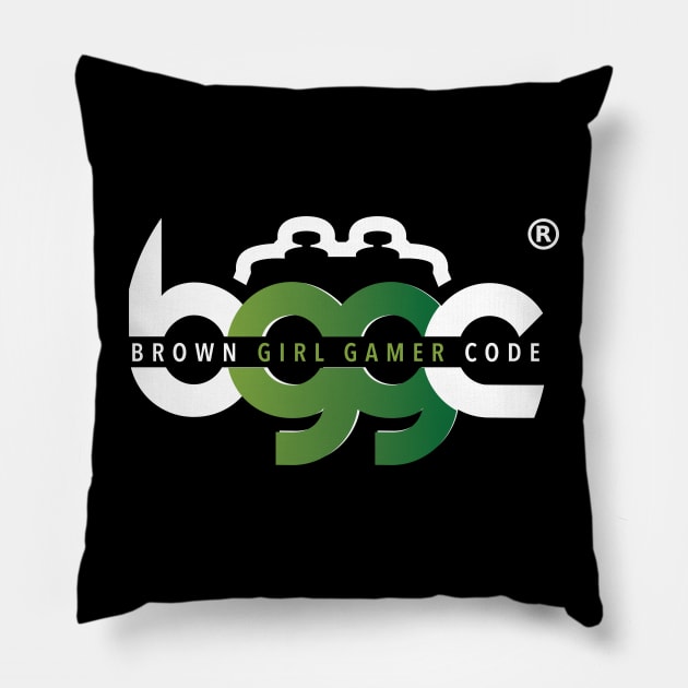 Brown Girl Gamer Code Horizontal Logo - Dark Mode Pillow by Brown Girl Gamer Code