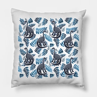 Modern Dinosaur Pattern - Blue Pillow