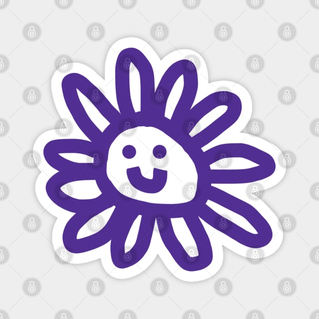 Blue Daisy Flower Smiley Face Graphic Magnet by ellenhenryart