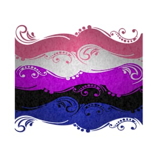 Fancy Swooped and Swirled Gender Fluid Pride Flag Background T-Shirt