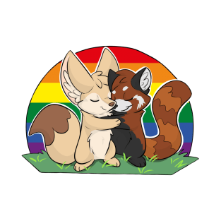 LGBTQIA+ - Fennec Fox + Red Panda Hug T-Shirt