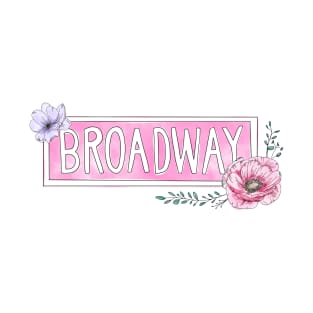 Watercolor Floral Broadway Street Sign | Pink Palette T-Shirt