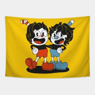 Wolfhard Brothers as Cuphead and Mugman Tapestry