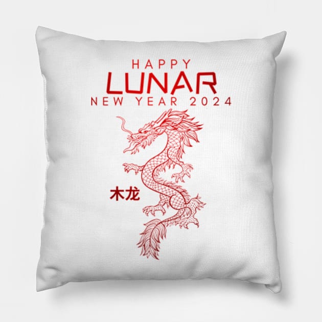 Lunar New Year 2024 The Year Of Dragon 2024 Men Women Kids Pillow by AimArtStudio