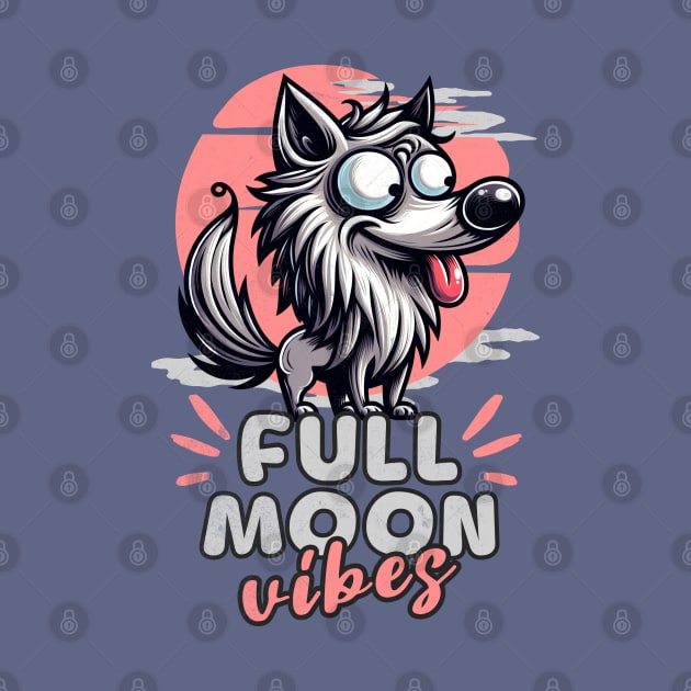 Crazy Wolf Funny Full Moon Vibes by alcoshirts