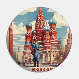 Russia Moscow Vintage Tourism Poster Pin
