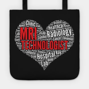 MRI technologist Heart Shape Word Cloud Design Radiology print Tote