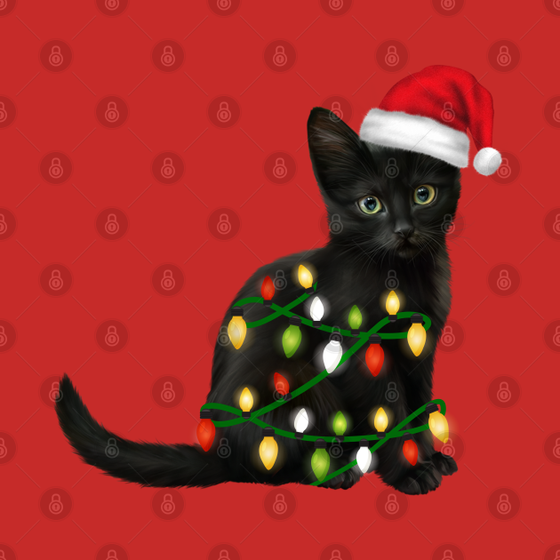 Discover Black Cat Christmas Lights - Black Cat Christmas Lights - T-Shirt