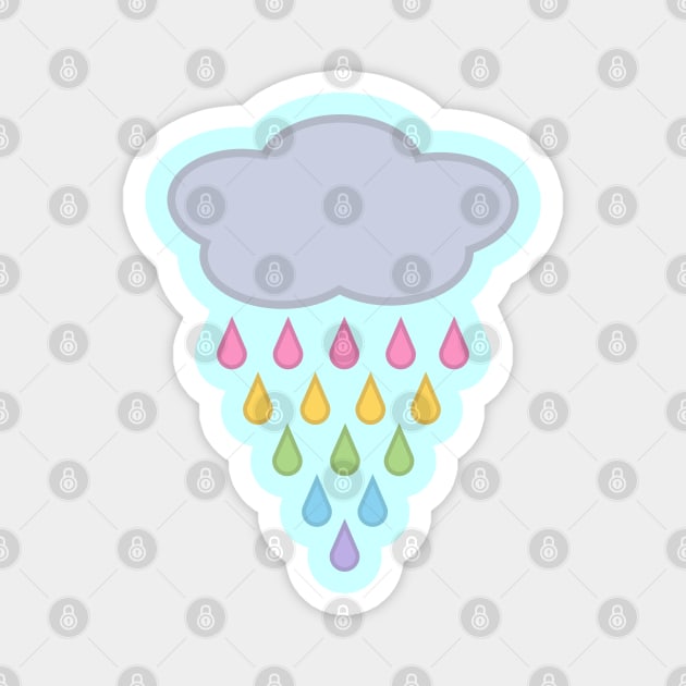 Raining Rainbow Rain Cloud in Blue Magnet by Kelly Gigi