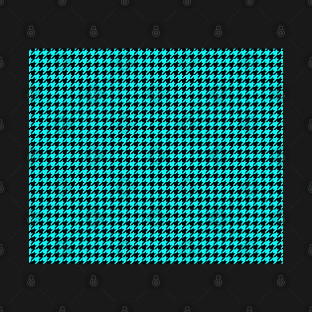 Black and Turquoise Houndstooth by CraftyCatz