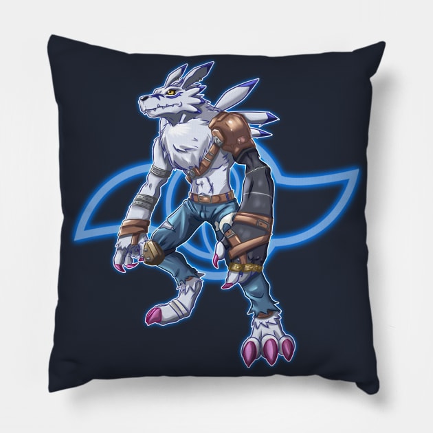 fanart weregarurumon Pillow by DigiTeeshrit