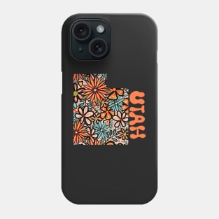 Utah State Design | Artist Designed Illustration Featuring Utah State Filled With Retro Flowers with Retro Hand-Lettering Phone Case