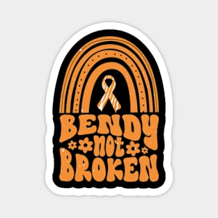 Ehlers-Danlos Syndrome Awareness Ribbon: Bendy Not Broken Orange Boho Rainbow Magnet