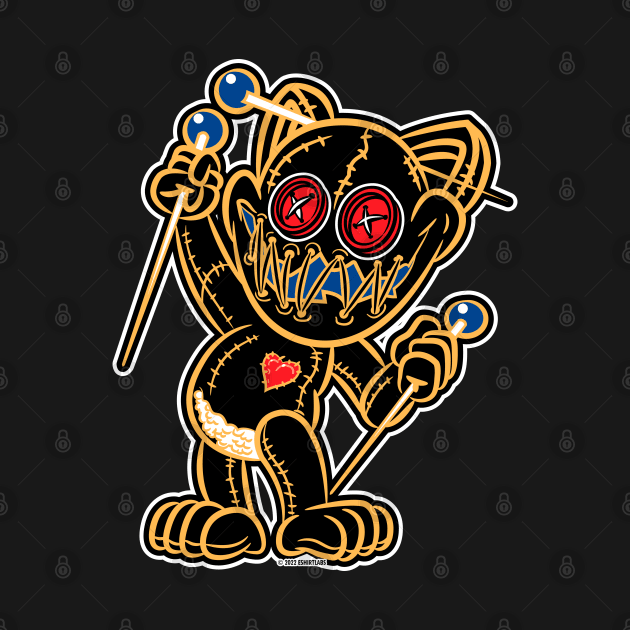 VooDoo Black Kitty Cat Doll Pittsburg Colors by eShirtLabs