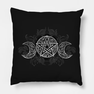 White Pentagram with Leaves Pillow