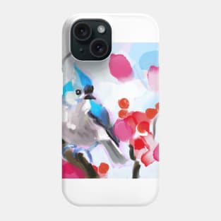 Tufted titmouse in the red berries bush Phone Case