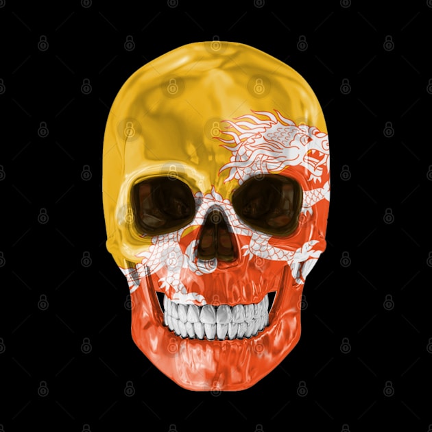 Bhutan Flag Skull - Gift for Bhutanese With Roots From Bhutan by Country Flags