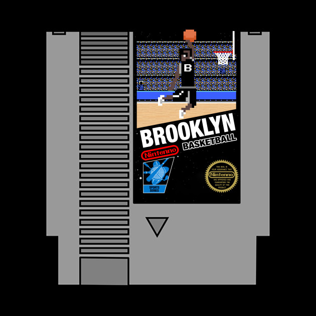 Brooklyn Basketball 8 bit pixel art cartridge design - Brooklyn Nets - Pin | TeePublic UK