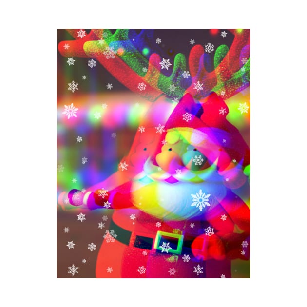 Psychedelic Trippy Xmas Santa with Antlers by FineArtMaster