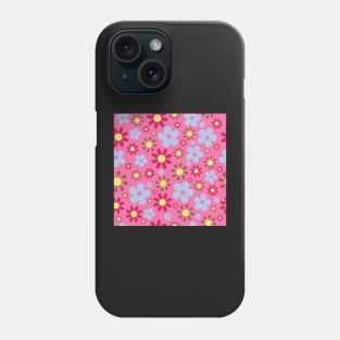 Floral Pink Blue Yellow Flower Seamless Pattern Version 2 Phone Case