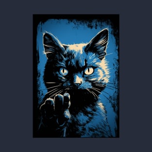 Electric Blue Fantasy Cat T-Shirt