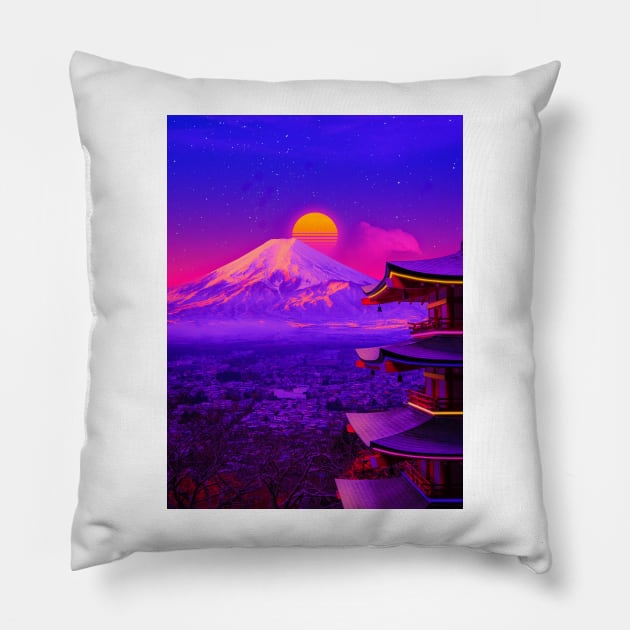 Fuji Castle Pillow by funglazie