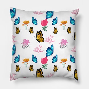 Butterflies and blooming flowers Pillow