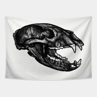 Bear Dotwork Tattoo Style Skull Tapestry