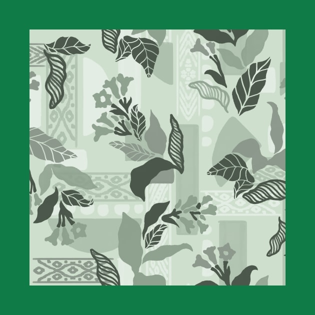 Sage Green Solid Shapes and Flowers by Carolina Díaz