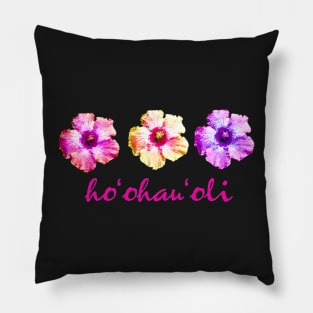 Give Joy - Hawaiian Aloha Hibiscus Design - Hawaiian Language Pillow