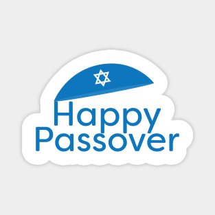 Blue Happy Passover Greeting with Kippah and Star of David Magnet