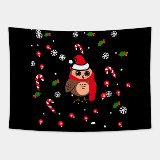 Christmas snow owl Tapestry