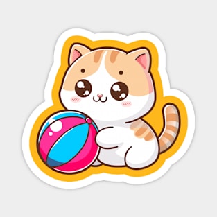 Cute Cat Playing Ball Magnet