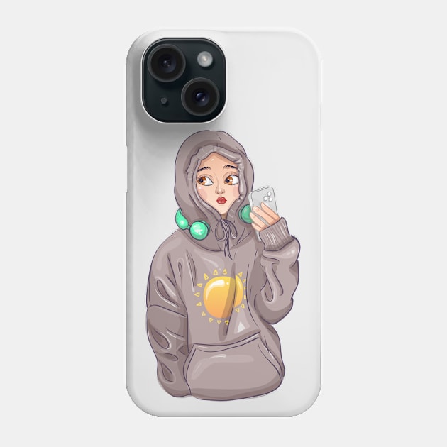 hoodie phone girl Phone Case by Asome