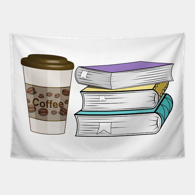 Books And Coffee Tapestry by Designoholic