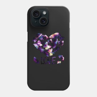 Watercolor Flying Butterflies, Heart and Word Love Phone Case