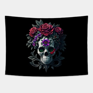 Skull and flowers Tapestry